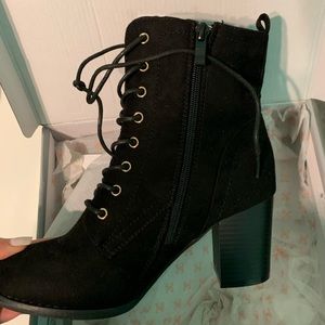 Black Suede Lace Up Booties